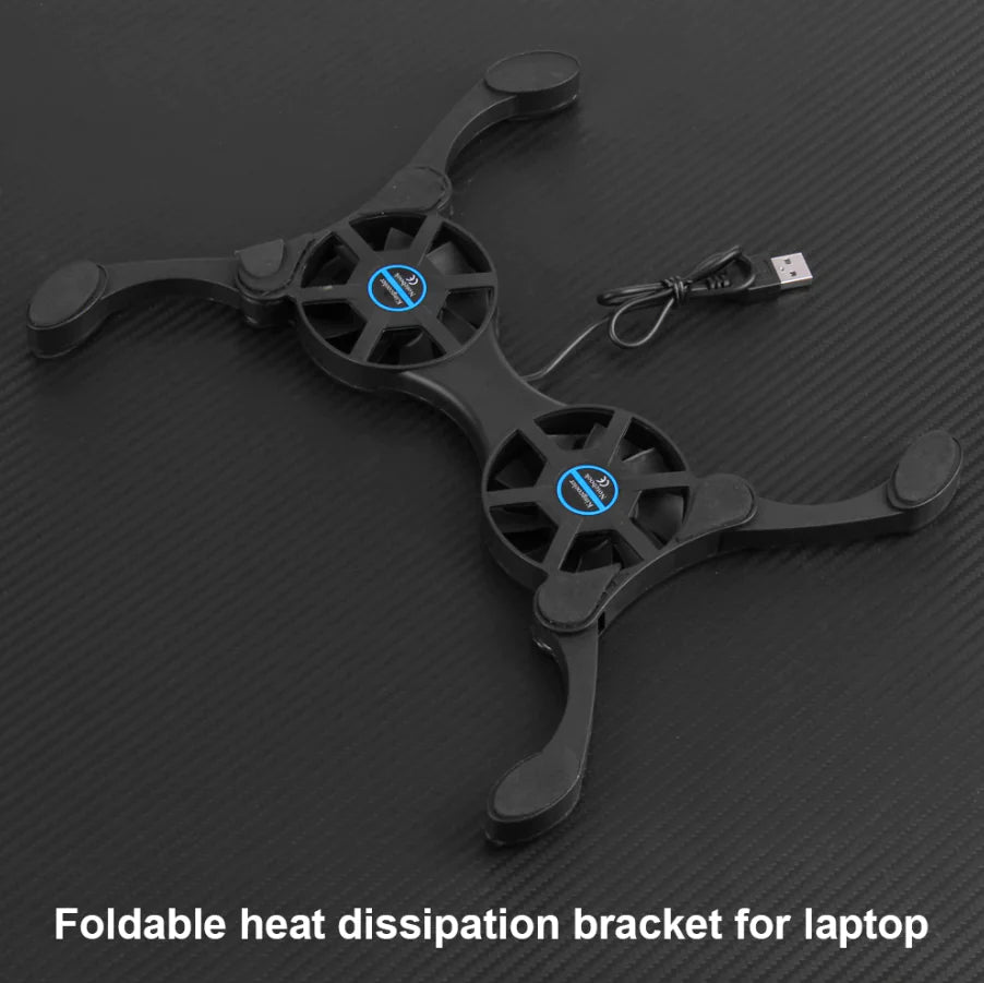 Dual USB Cooling Fan Pad Foldable Slim Fans Cooler Stand For Laptop PC Notebook