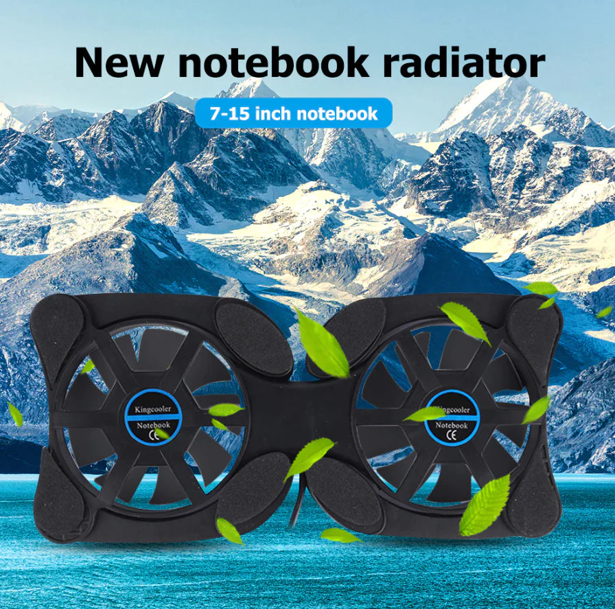 Dual USB Cooling Fan Pad Foldable Slim Fans Cooler Stand For Laptop PC Notebook